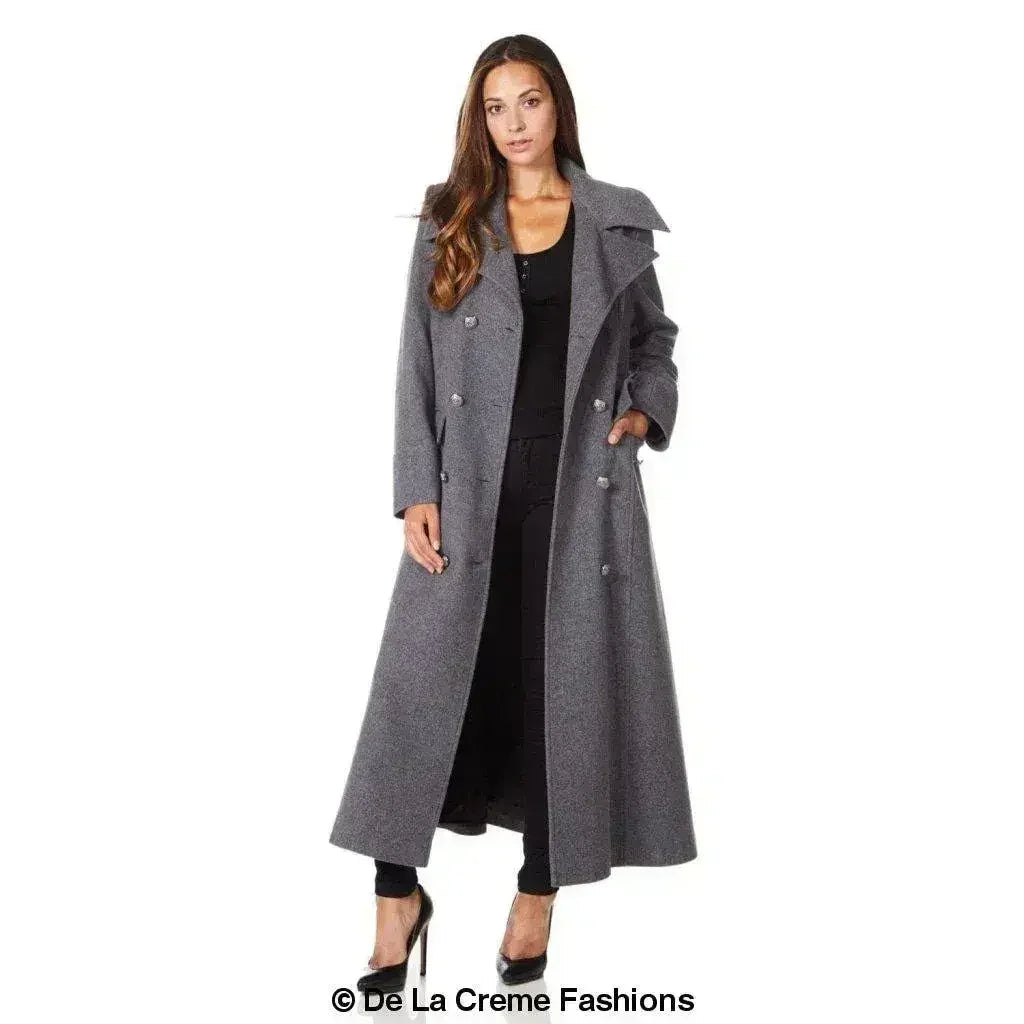 Wool Blend Double Breasted Maxi Coat (2004-WOOL) - Femstylo