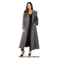 Wool Blend Double Breasted Maxi Coat (2004-WOOL) - Femstylo