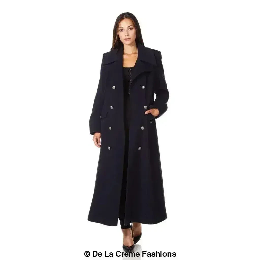 Wool Blend Double Breasted Maxi Coat (2004-WOOL) - Femstylo