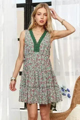 ADORA Lace Detail V-Neck Sleeveless Mini Dress - Femstylo