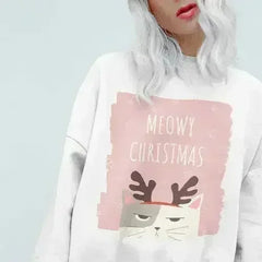 Meowy Christmas Sweatshirt - Festive Cat Loungewear | Femstylo - Femstylo