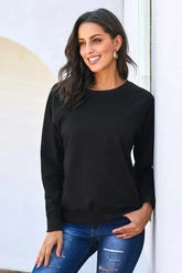 Black French Terry Cotton Blend Sweatshirt - Femstylo