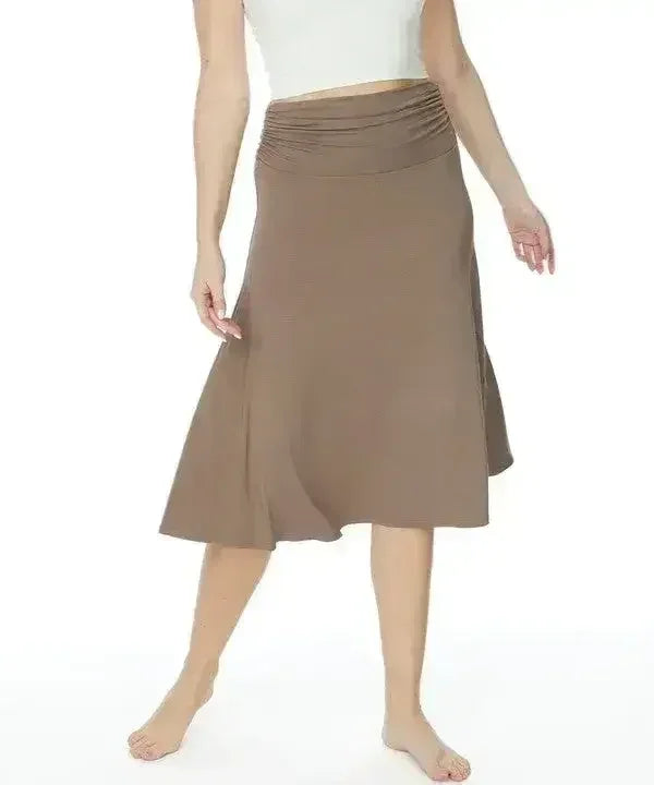 Bamboo Flared Skirt – Organic Mid-Length with Shirring - Femstylo