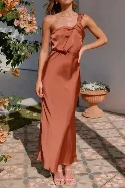 One Shoulder Sleeveless Maxi Dress - Femstylo