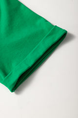 Bright Green Solid Color Basic Crew Neck Tee