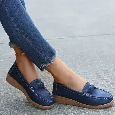 Wedge Heel Loafers - Woven PU Shoes | Femstylo - Femstylo