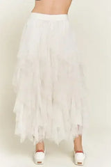 PLUS LAYER POLKA DOT MESH LINED A-LINE MIDI SKIRT - Femstylo