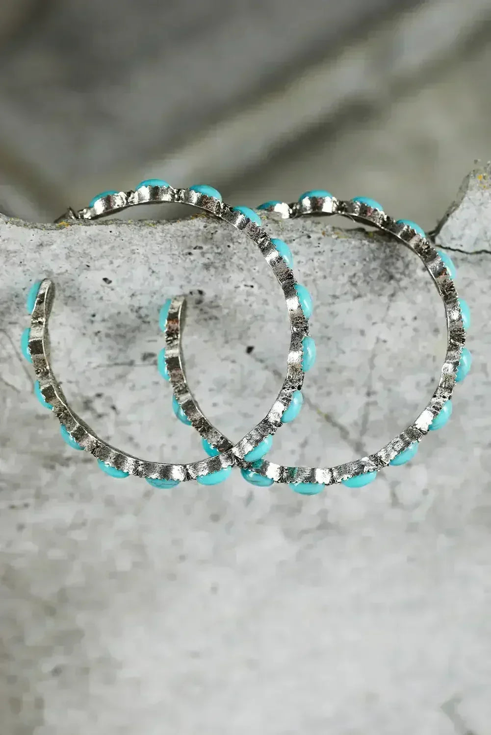 Bonbon Turquoise Big Circle C Shaped Earrings - Femstylo