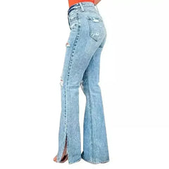 25 Edition – High Waist Ripped Split Stretch Jeans for Women - Femstylo