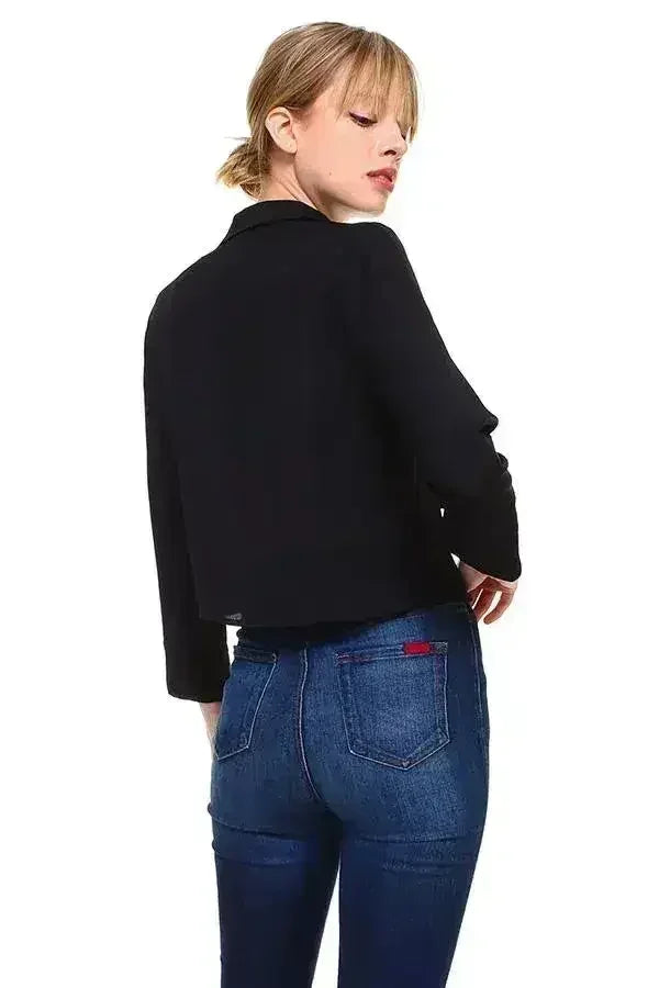 Solid Button Down Tie Front Blouse | Femstylo - Femstylo