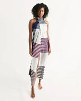 Sheer Sarong Swimsuit Cover Up Wrap / White Grid - Femstylo