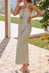 Knotted Single Shoulder Maxi Dress - Femstylo