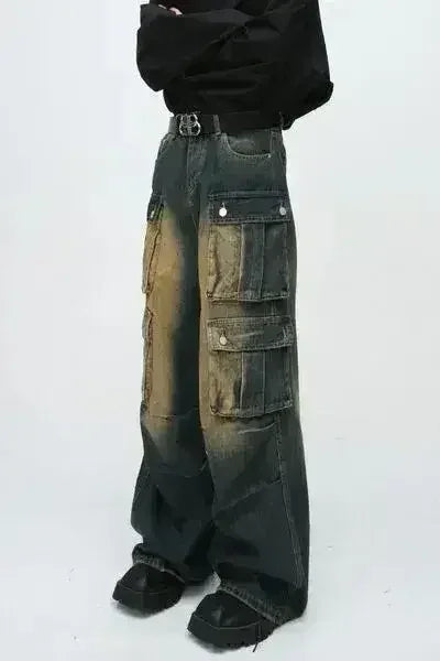 High Waist Jeans with Cargo Pockets - Femstylo