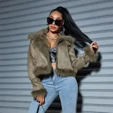 Women's Suede Short Coat – Faux Leather Fall & Winter Streetwear - Femstylo