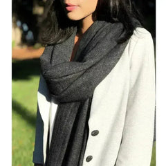 Charcoal Handloom Cashmere Scarf - Femstylo