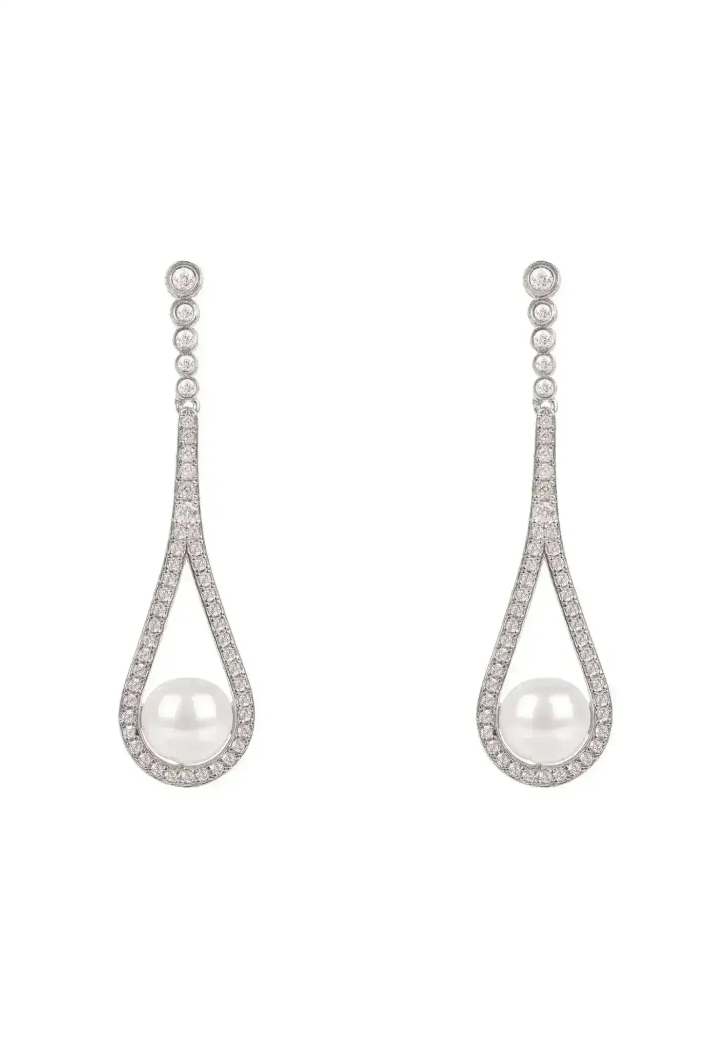 Latelita Cradled Pearl Drop Earrings Silver - Femstylo