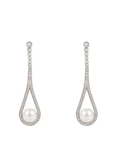 Latelita Cradled Pearl Drop Earrings Silver - Femstylo