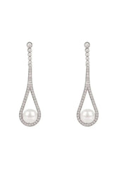 Latelita Cradled Pearl Drop Earrings Silver - Femstylo