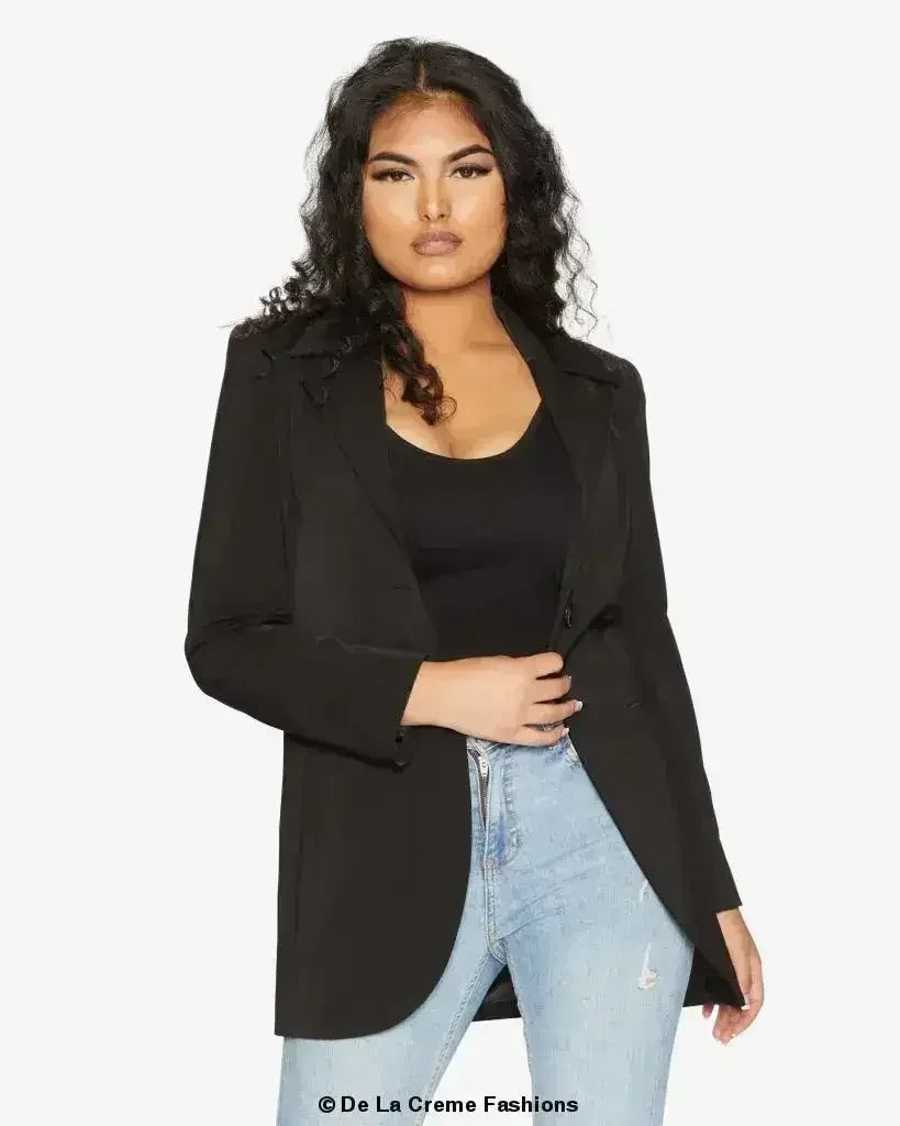 Curved Hem Longline Blazer - Femstylo