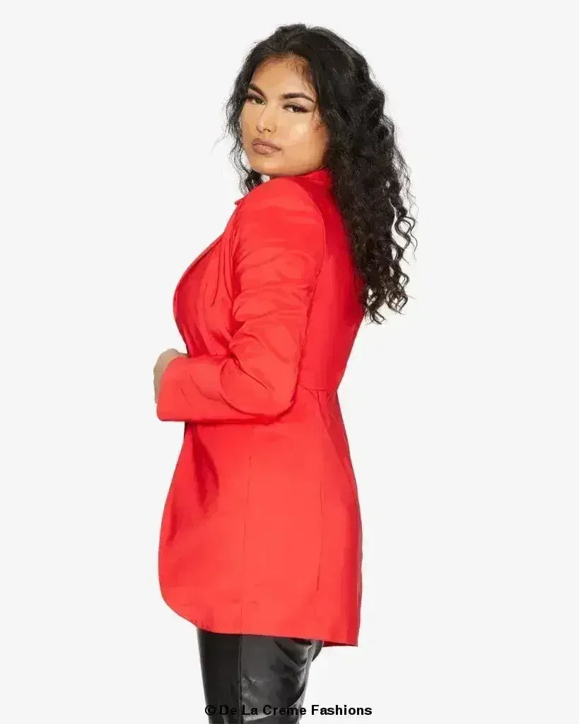 Curved Hem Longline Blazer - Femstylo