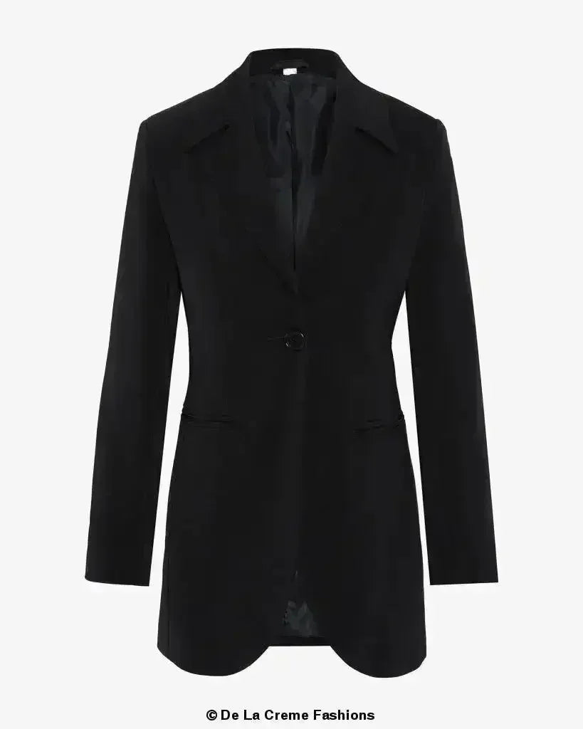 Curved Hem Longline Blazer - Femstylo