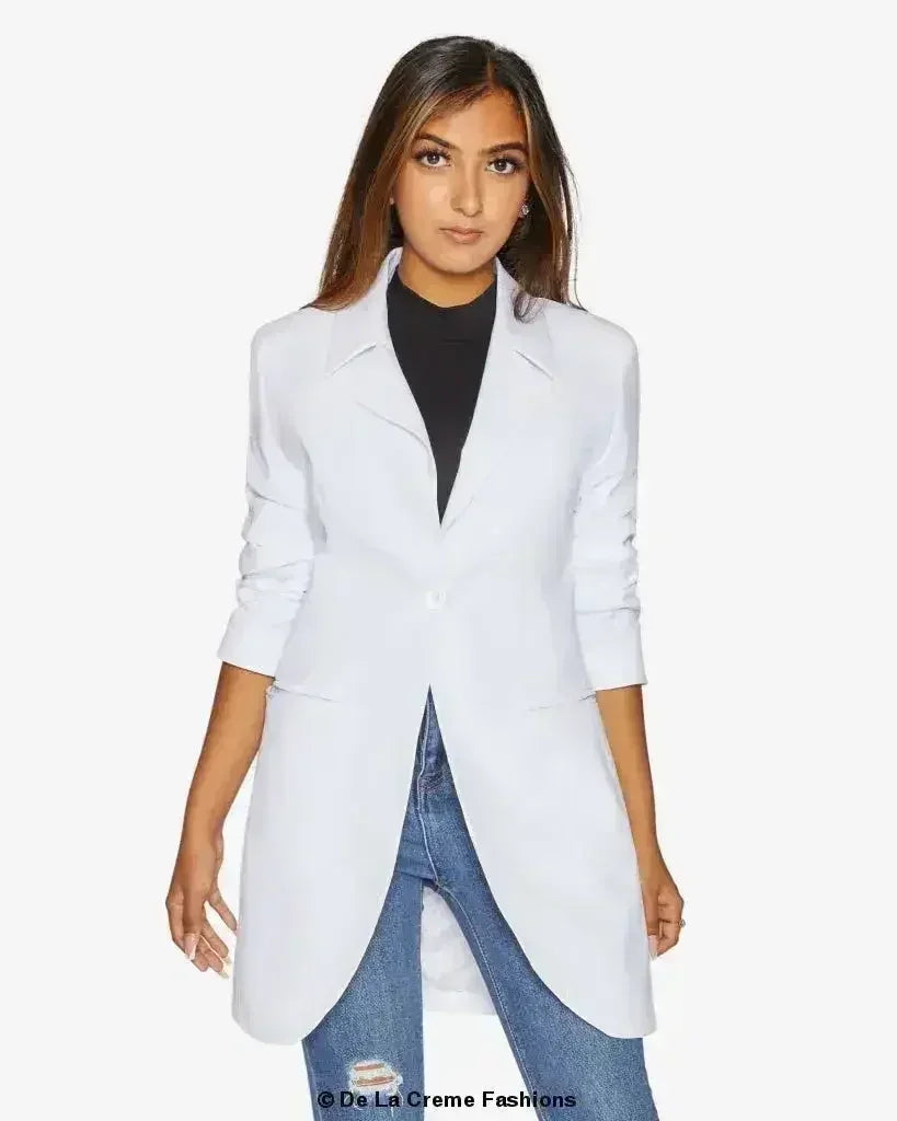 Curved Hem Longline Blazer - Femstylo