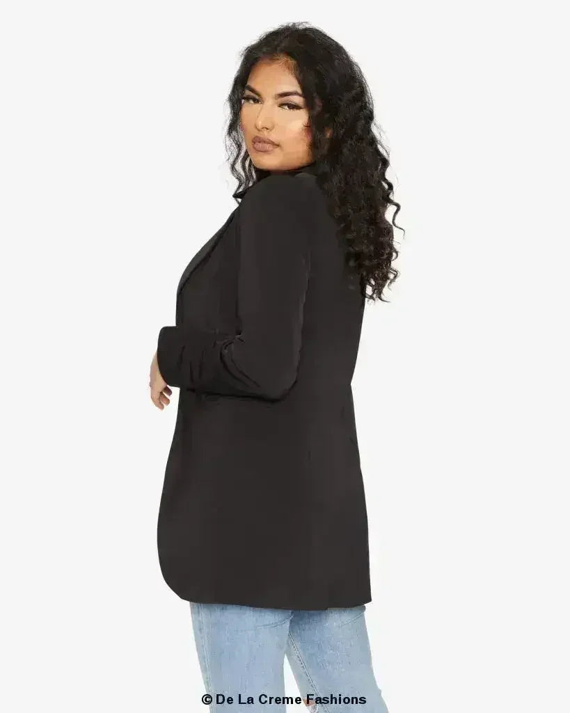 Curved Hem Longline Blazer - Femstylo