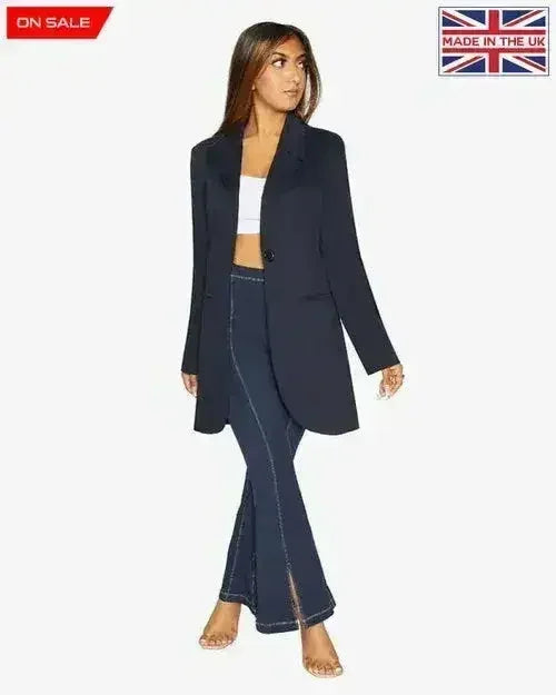 Curved Hem Longline Blazer - Femstylo