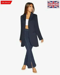 Curved Hem Longline Blazer - Femstylo