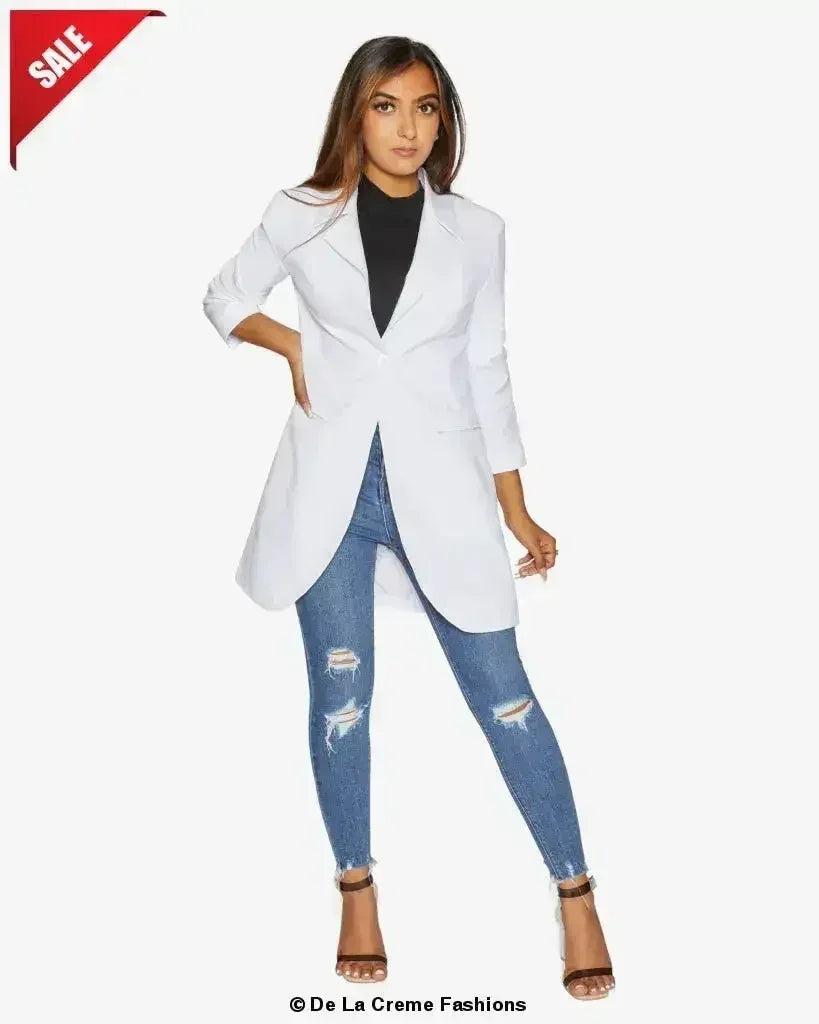 Curved Hem Longline Blazer - Femstylo