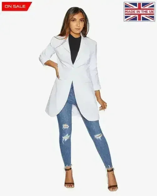 Curved Hem Longline Blazer - Femstylo