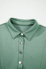 Bright Green Textured V Button Collared Mini Dress