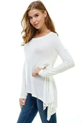 Women's Long-Sleeve Asymmetrical Hem Top - Femstylo