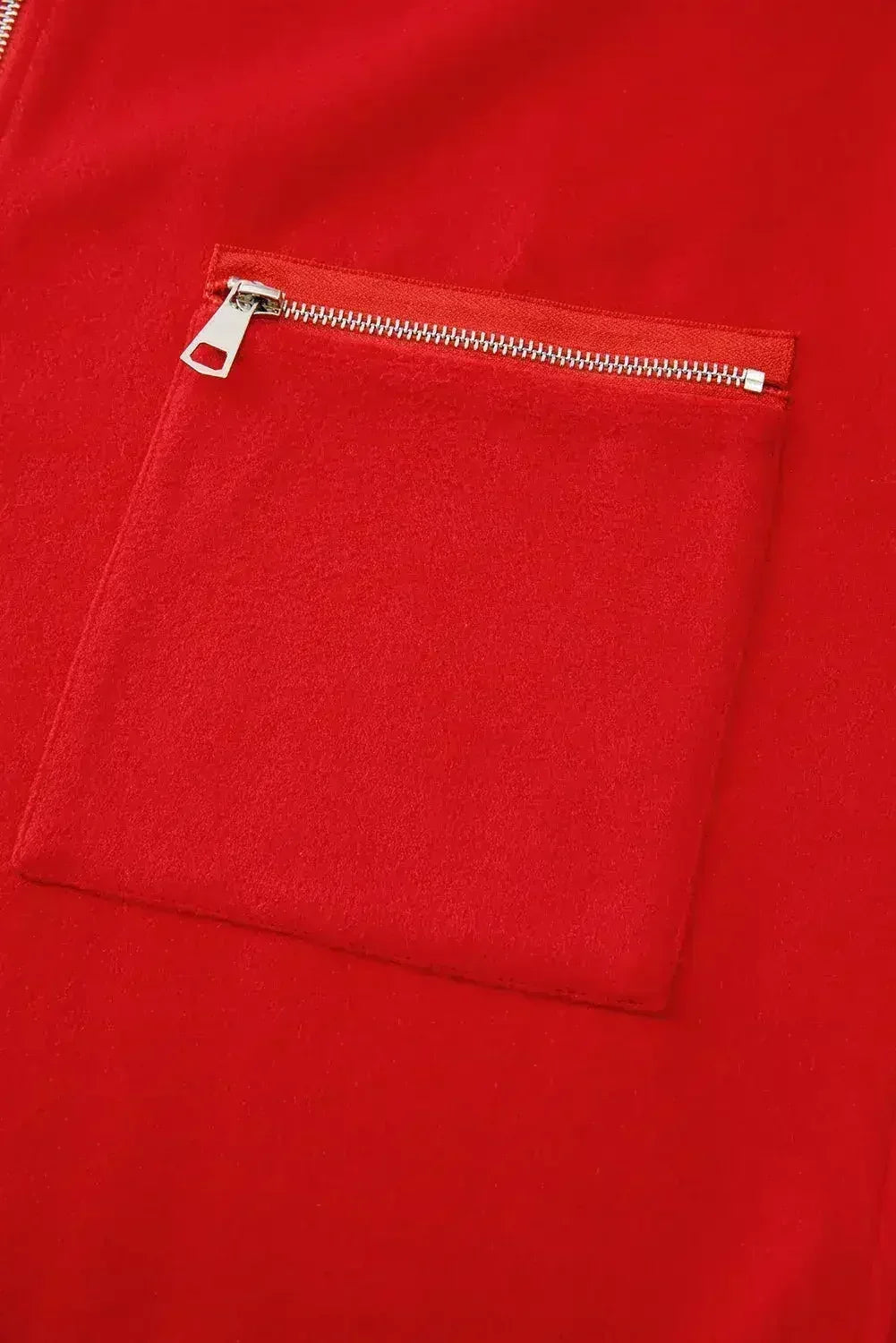 Fiery Red Solid Color Casual Zip up Hooded Coat - Femstylo