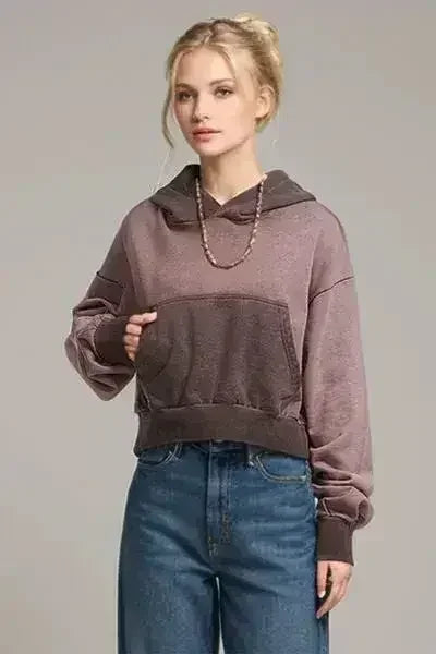 Basic Bae Kangaroo Pocket Long Sleeve Cropped Hoodie - Femstylo