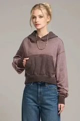 Basic Bae Kangaroo Pocket Long Sleeve Cropped Hoodie - Femstylo