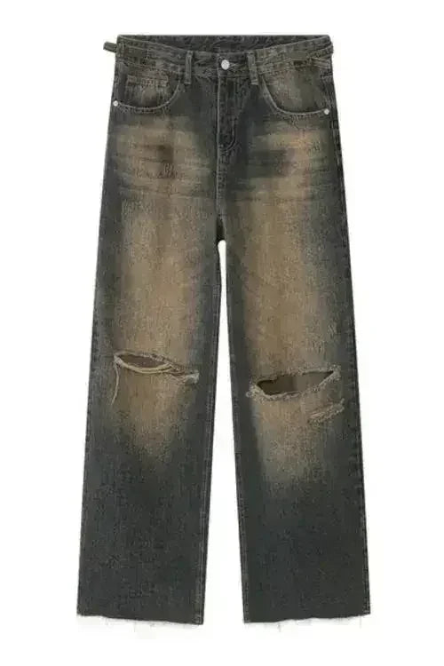 Distressed Wide Leg Jeans - Femstylo