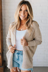 Redwood Burl Mix Pattern Hollow Knit Open Front Cardigan