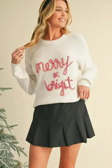 Bright White Merry & Bright Christmas Sweater - Femstylo