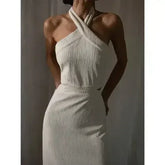 Women's Holiday Style Polyester Neck Dress - Femstylo