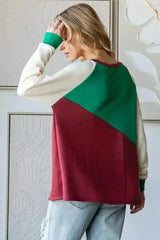 HOPELY Full Size Color Block Long Sleeve T-Shirt - Femstylo