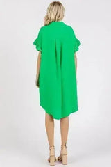 Mittoshop Button Down Flounce Sleeve Dress with Pockets - Femstylo