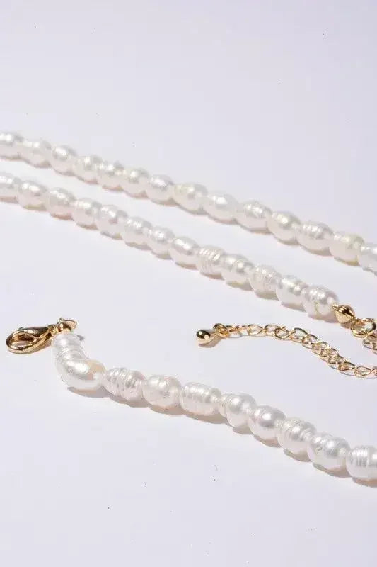 Small-sized natural pearl bracelet, necklace set - Femstylo