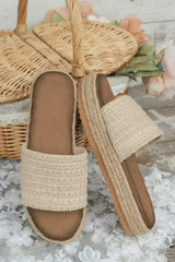White Boho Single Band Slippers - Femstylo