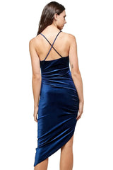 Velvet Spaghetti Strap V-Neck Midi dress - Femstylo