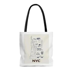 NYC Tote Bag - Medium Polyester Shopper with City Symbols - Femstylo
