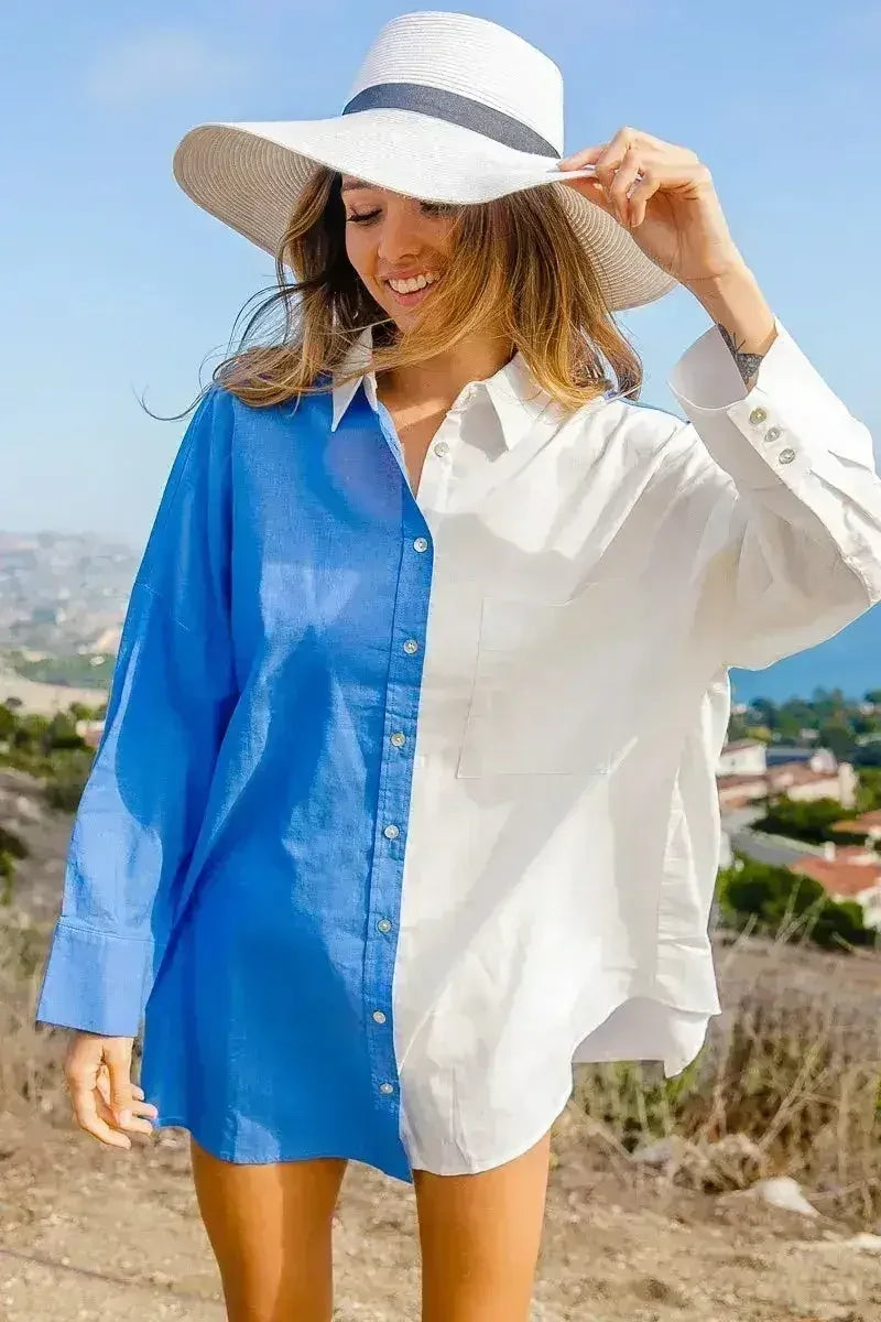 BiBi Oversized Color Block Shirt - Femstylo