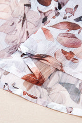 White Floral Print Sweetheart Neck High Waist Mini Dress