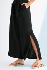 Black Checkered Mesh One Shoulder Short Sleeve Knotted Waist Jumpsuit - Femstylo