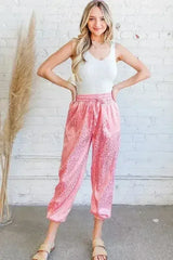 And The Why Satin Leopard Print Joggers - Femstylo